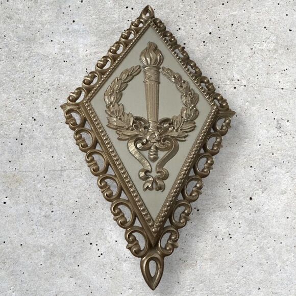 Vintage Homco Hollywood Regency style Gold and tan Diamond Wall Plaques 1971 (3) - Picture 3 of 6